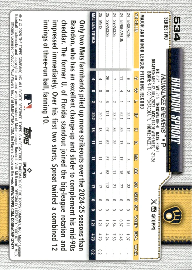 Brandon Sproat card back