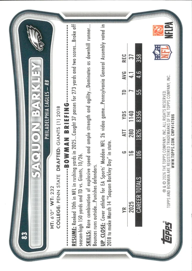 Saquon Barkley card back