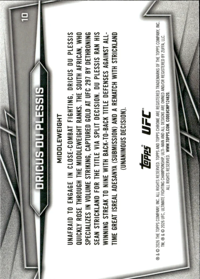 Dricus Du Plessis card back