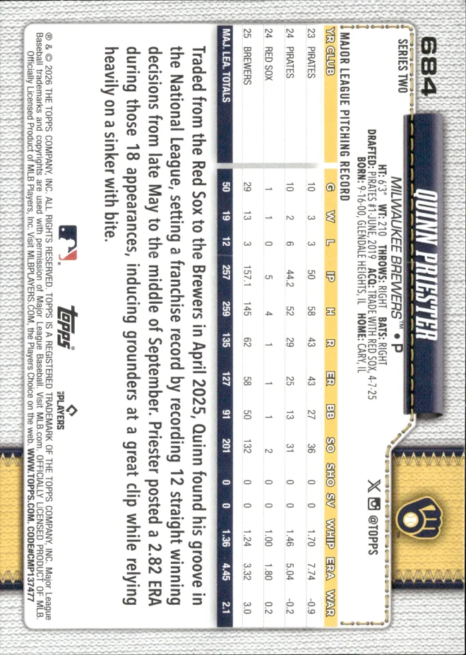 Quinn Priester card back
