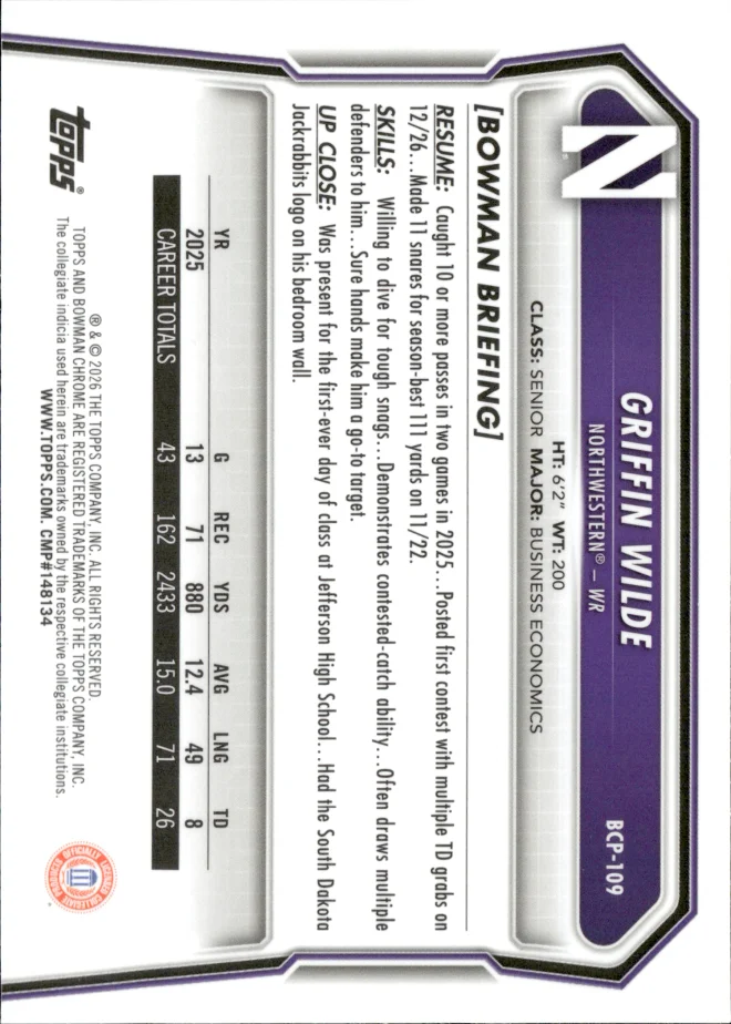 Griffin Wilde card back