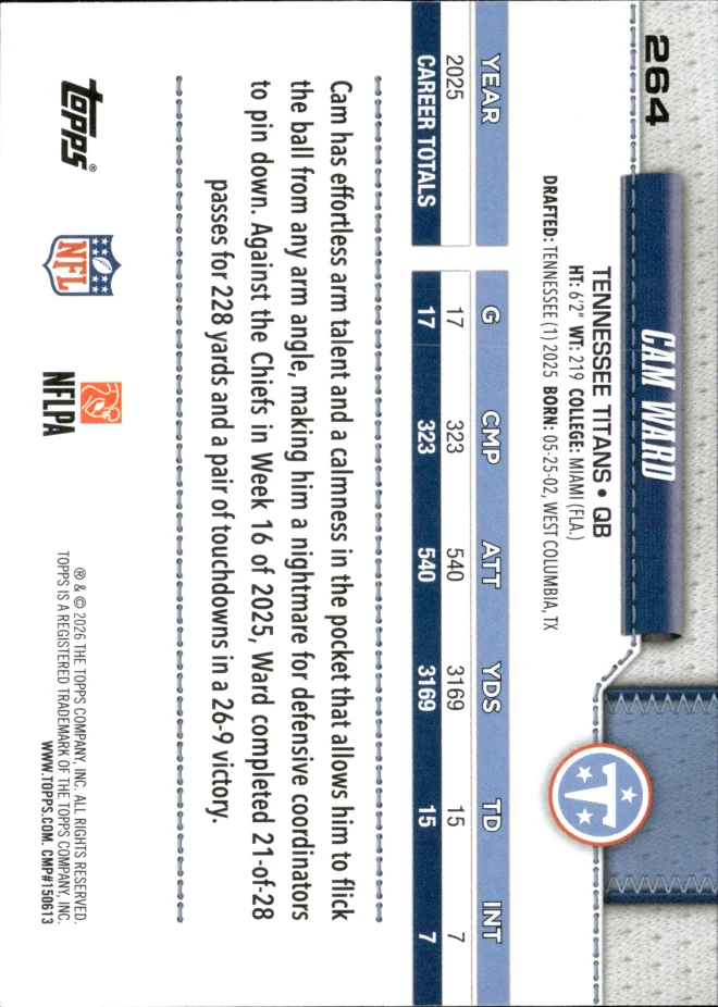 Cam Ward card back