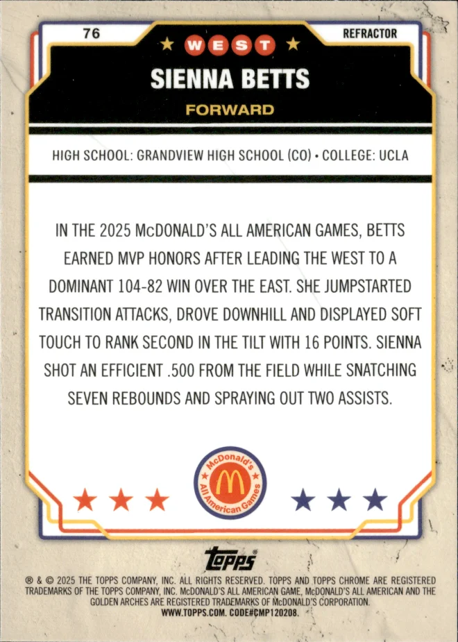 Sienna Betts card back