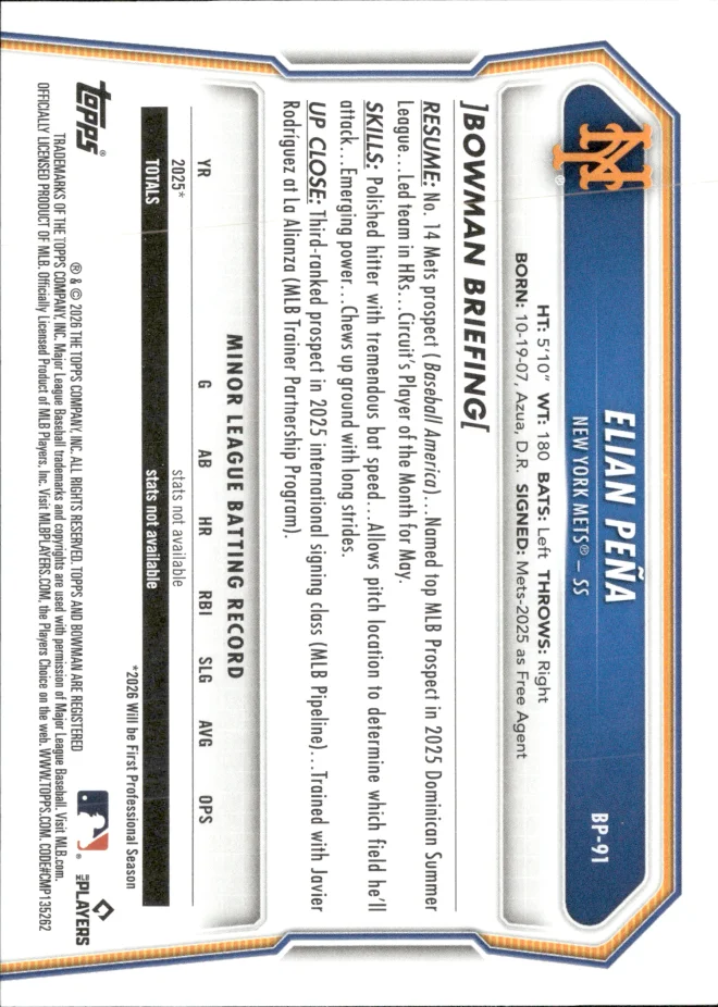 Elian Peña card back