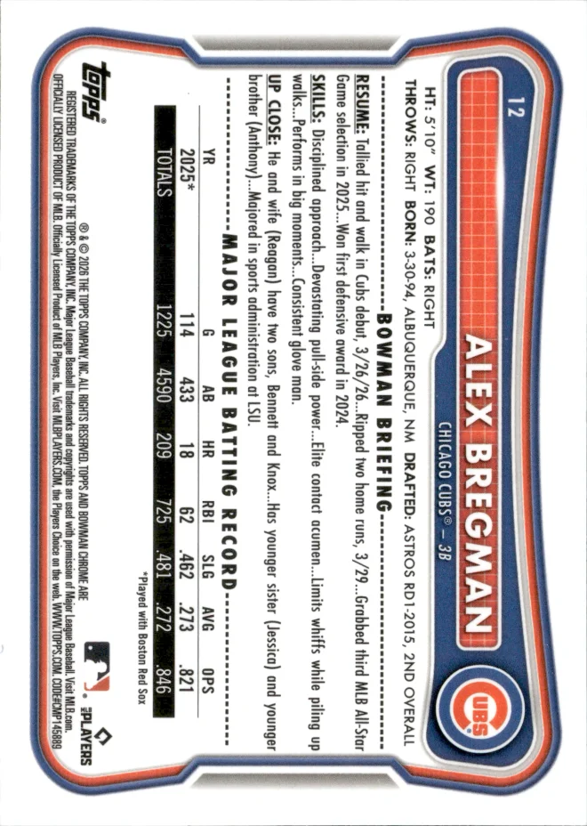 Alex Bregman card back