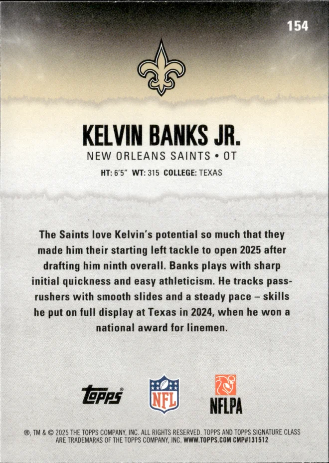 Kelvin Banks Jr. card back