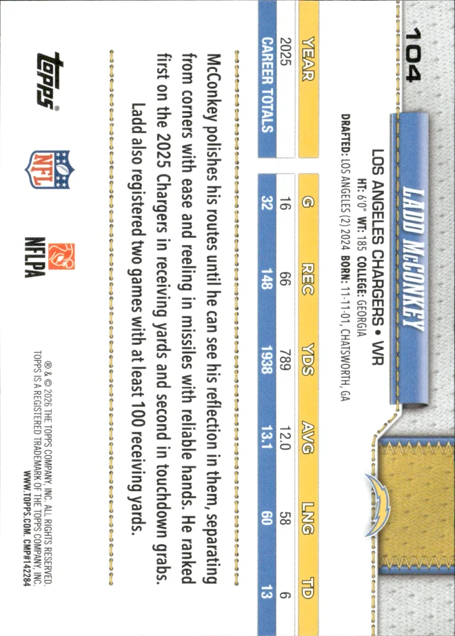Ladd McConkey card back