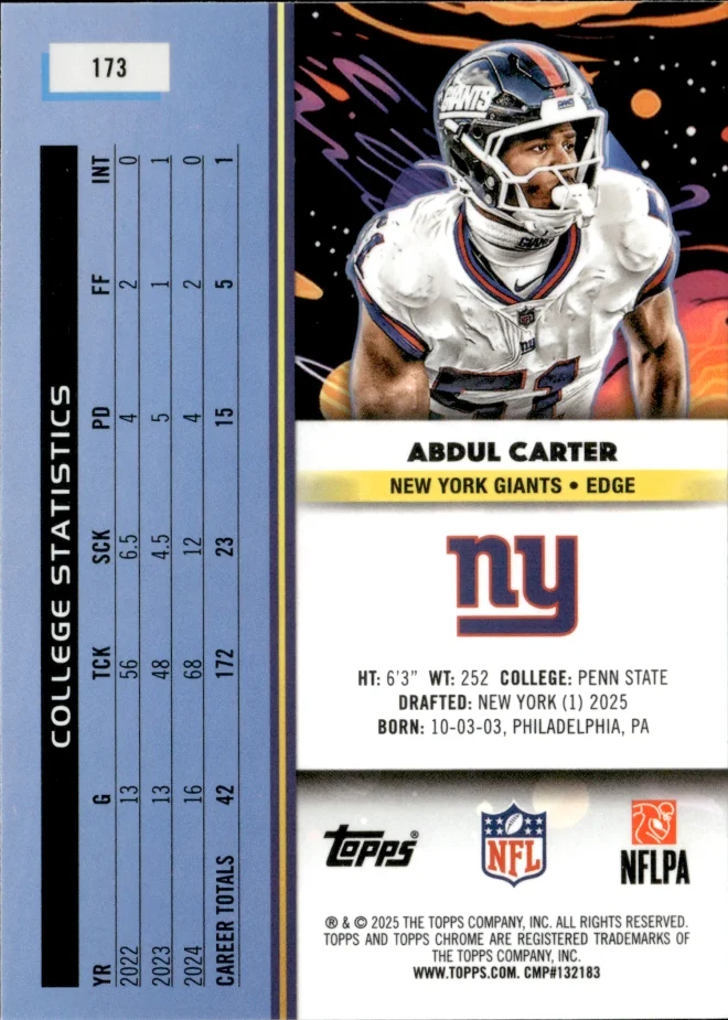 Abdul Carter card back