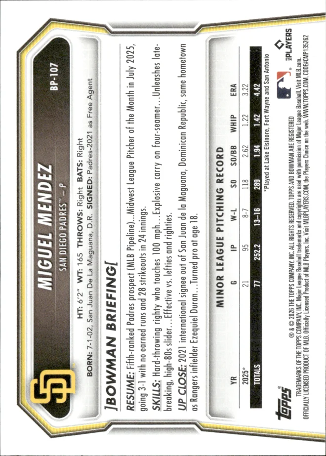 Miguel Mendez card back