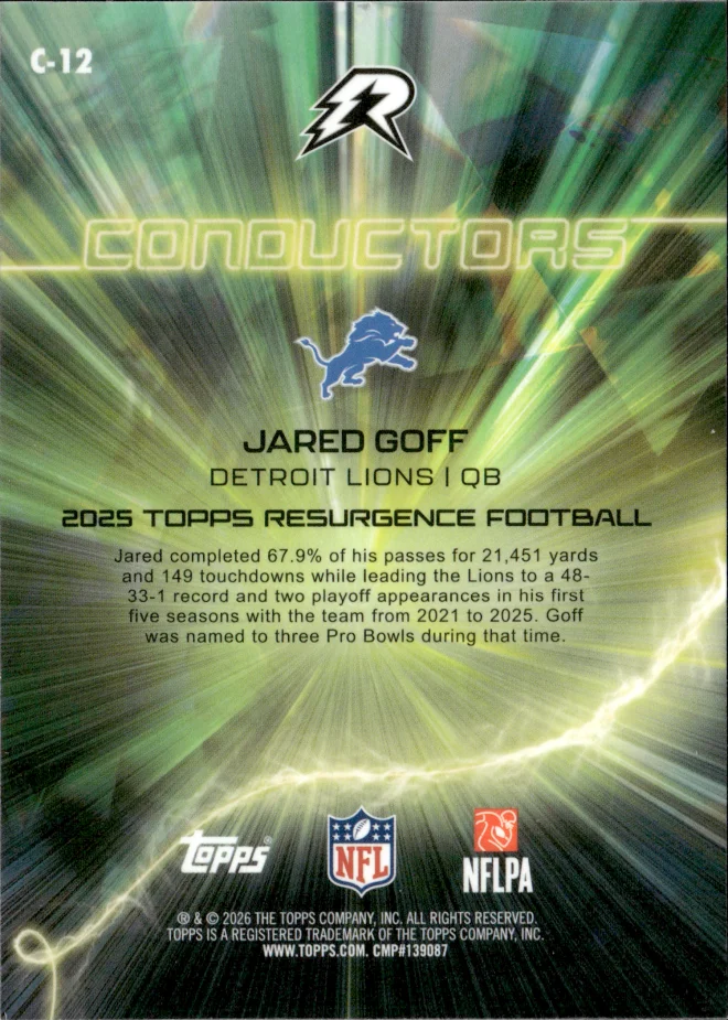 Jared Goff card back