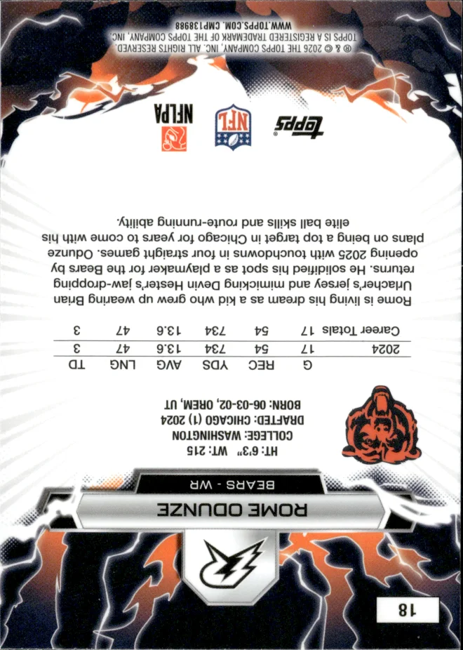 Rome Odunze card back