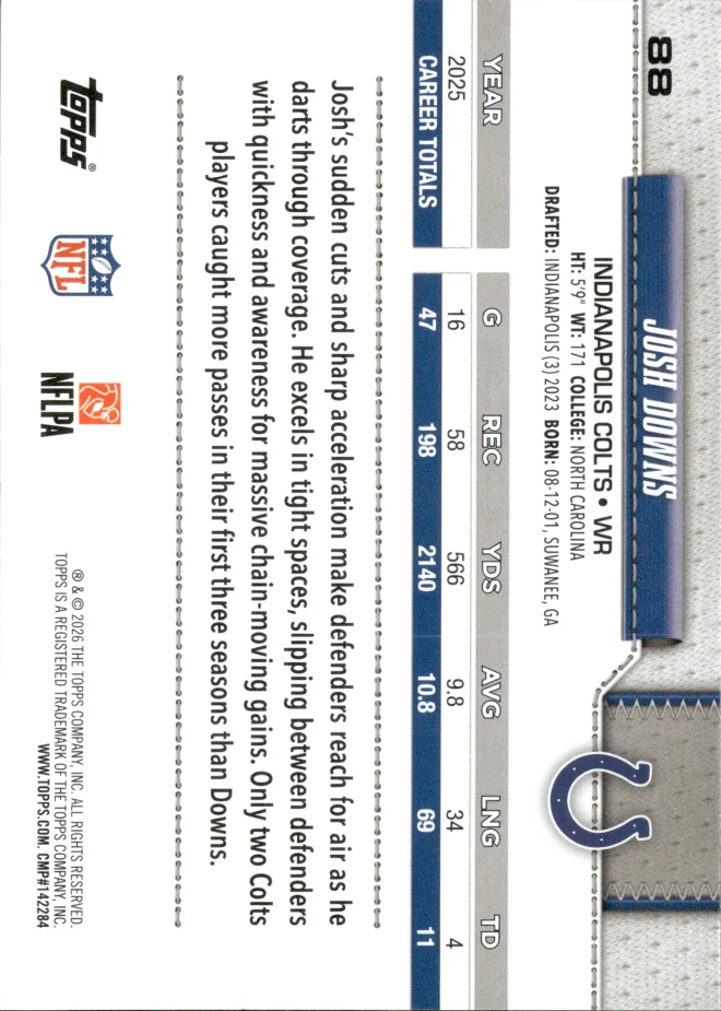 Josh Downs card back