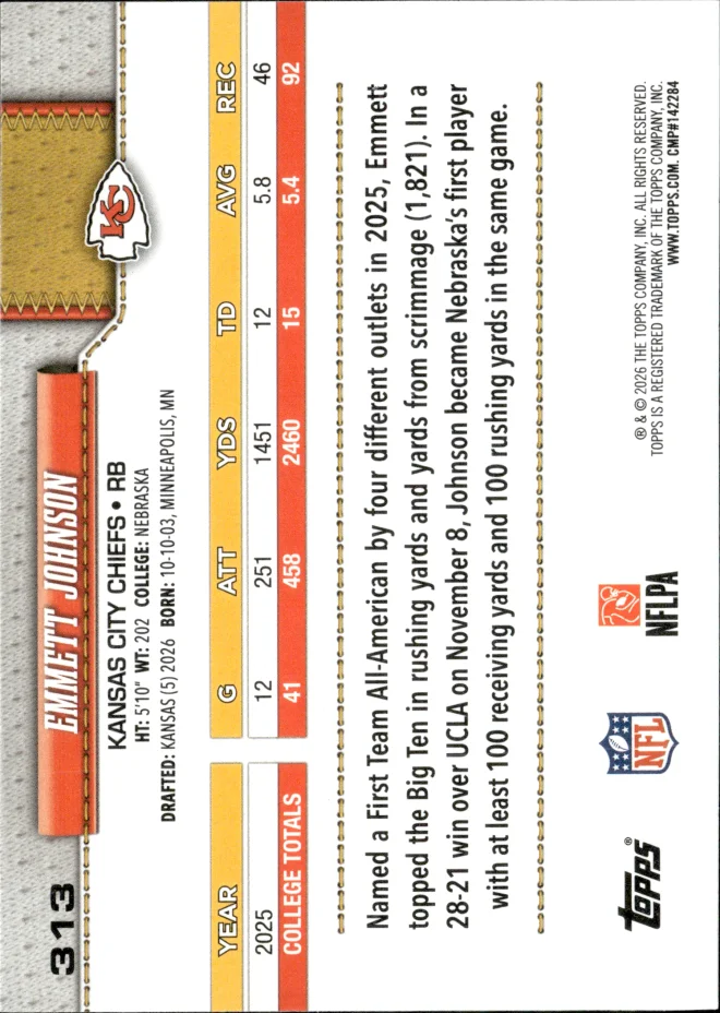 Emmett Johnson card back