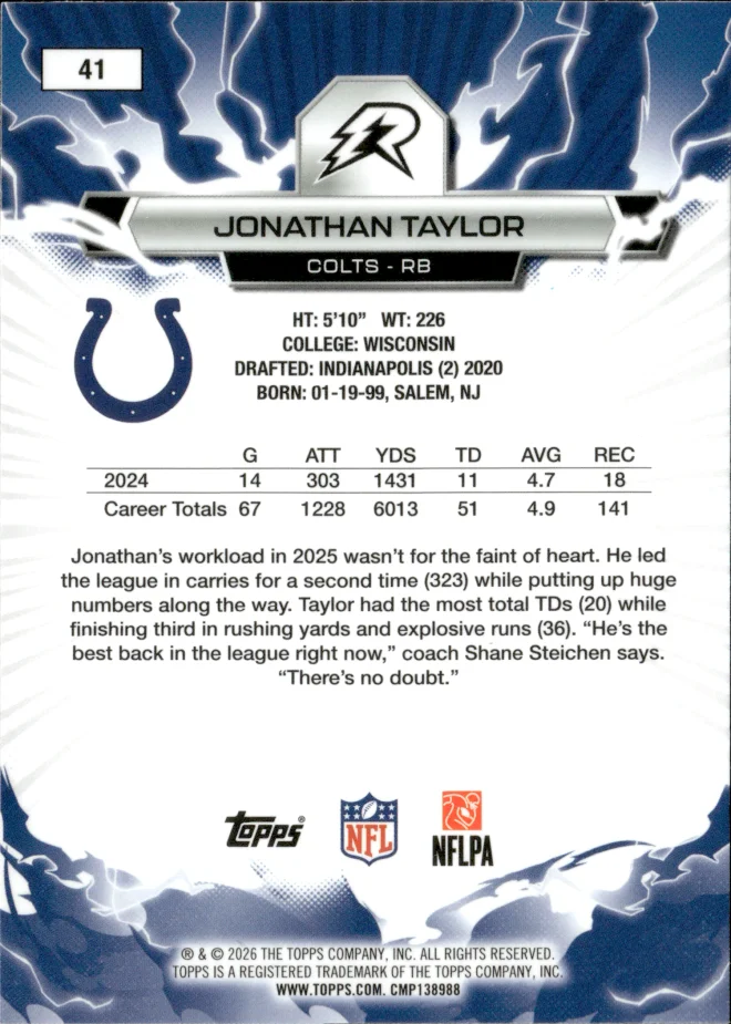 Jonathan Taylor card back
