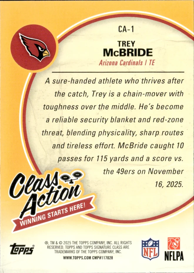 Trey McBride card back