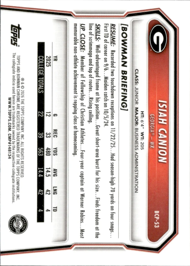 Isiah Canion card back