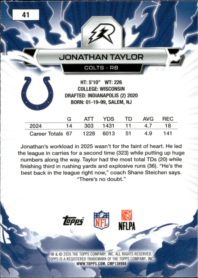 Jonathan Taylor card back