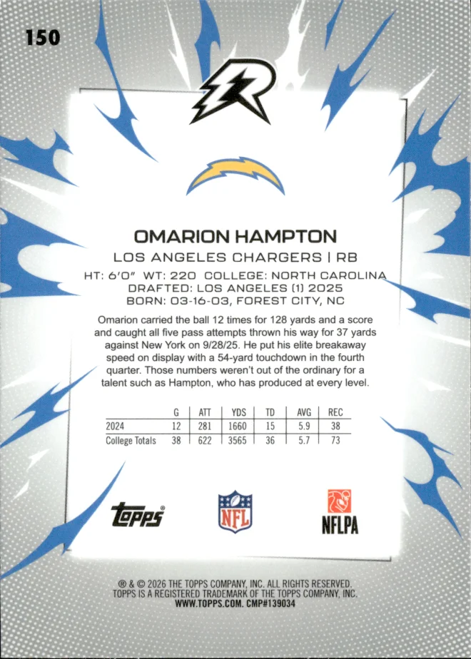 Omarion Hampton card back