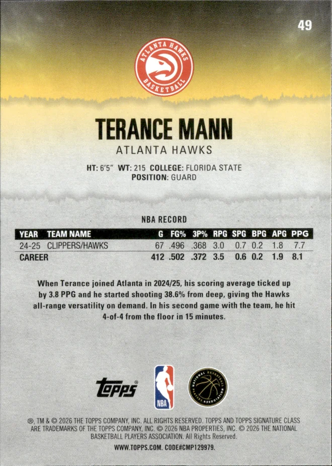 Terance Mann card back
