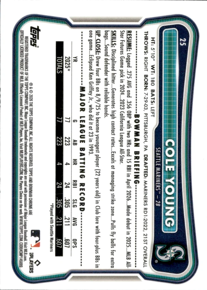 Cole Young card back