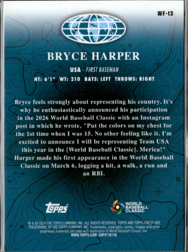 Bryce Harper card back