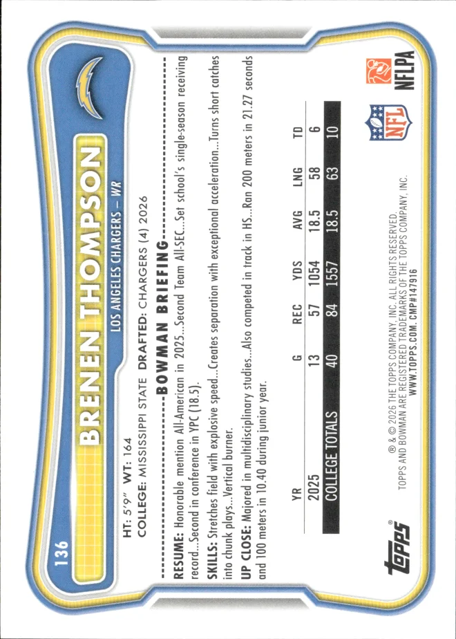 Brenen Thompson card back