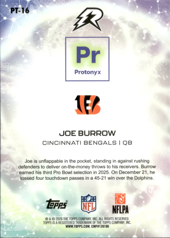 Joe Burrow card back