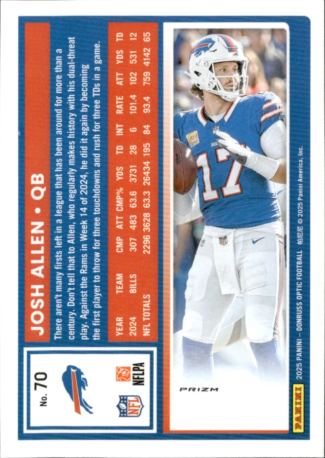 Josh Allen card back