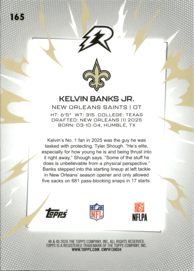 Kelvin Banks Jr. card back