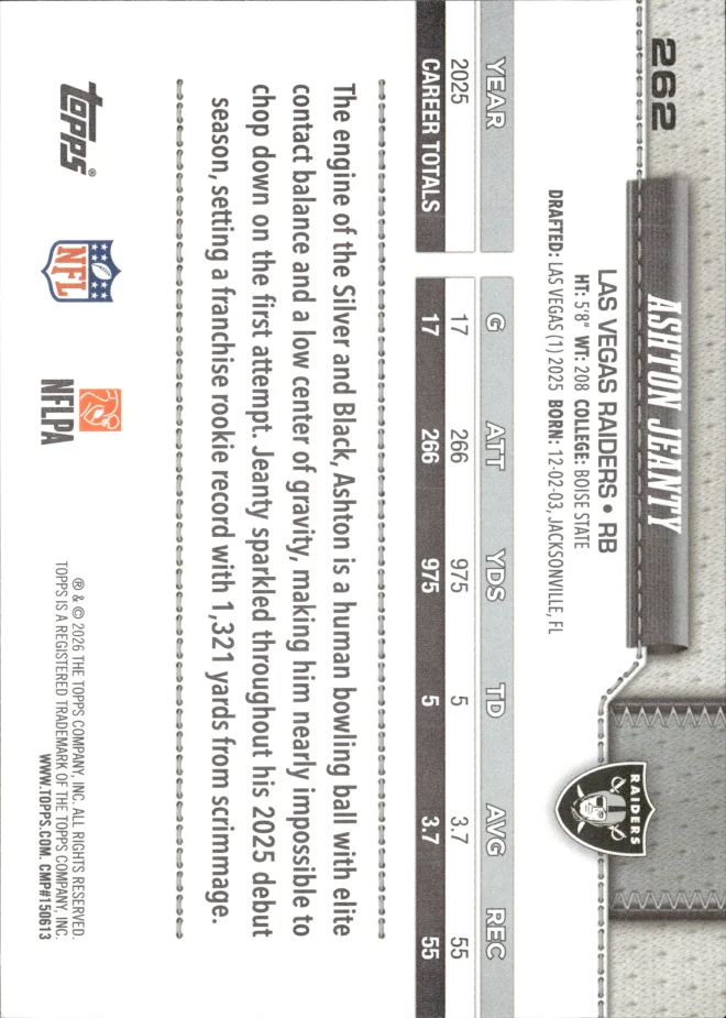 Ashton Jeanty card back