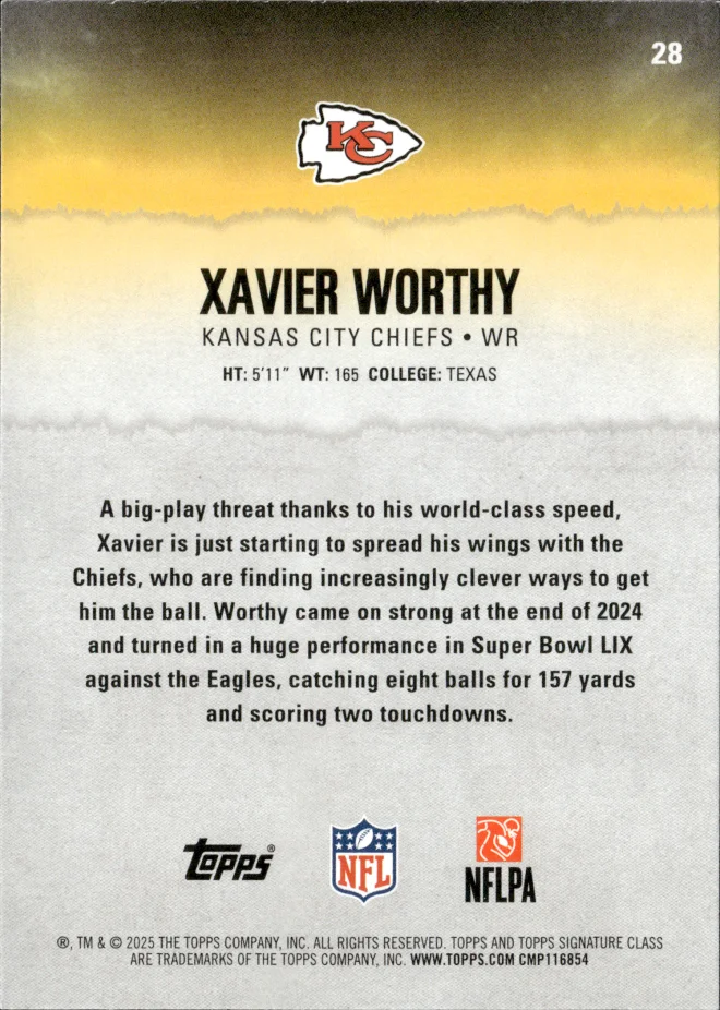 Xavier Worthy card back