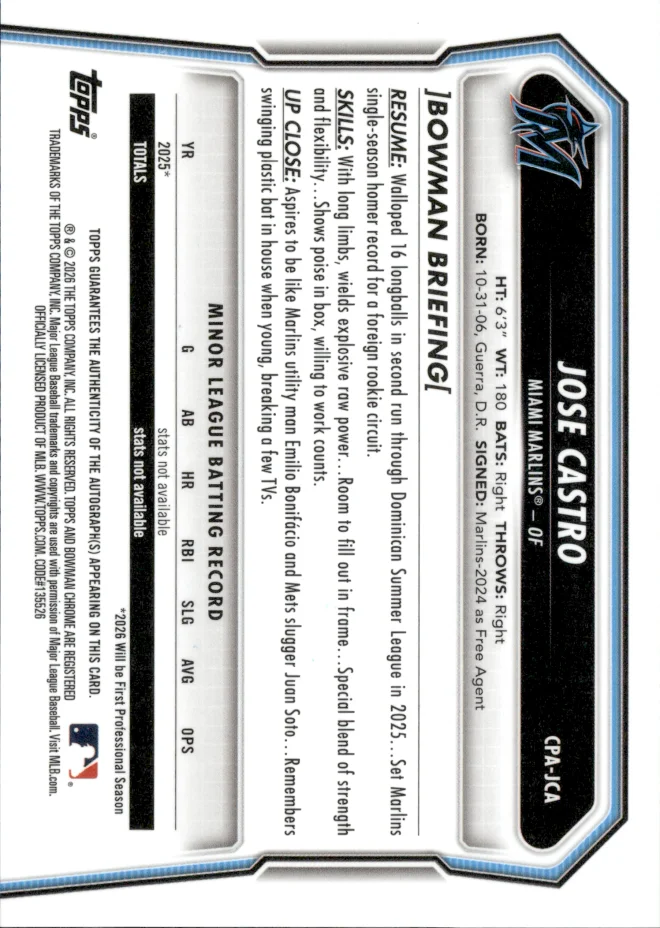 Jose Castro card back