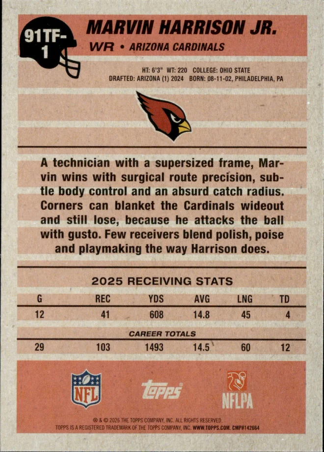 Marvin Harrison Jr. card back