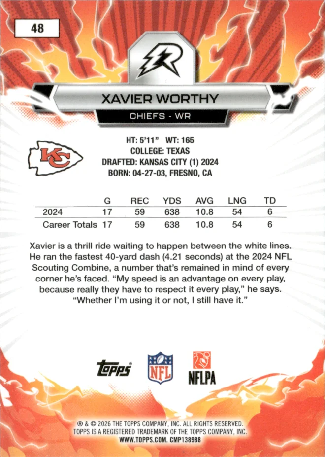 Xavier Worthy card back