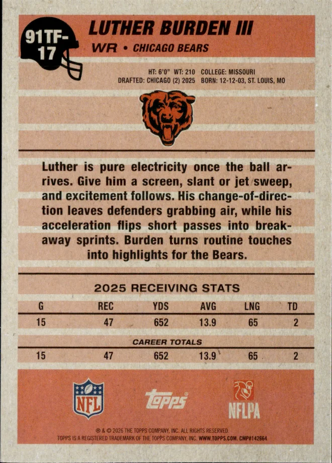 Luther Burden III card back