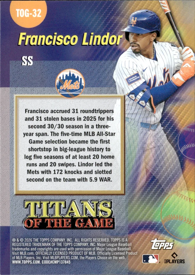 Francisco Lindor card back