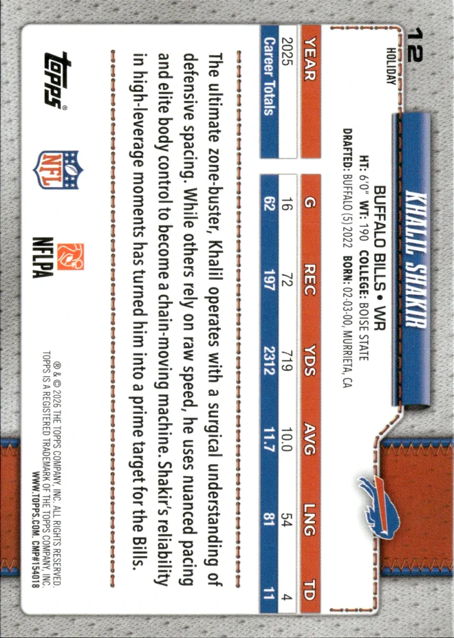 Khalil Shakir card back