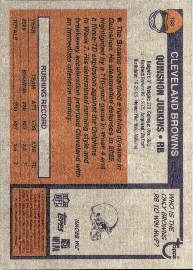 Quinshon Judkins card back