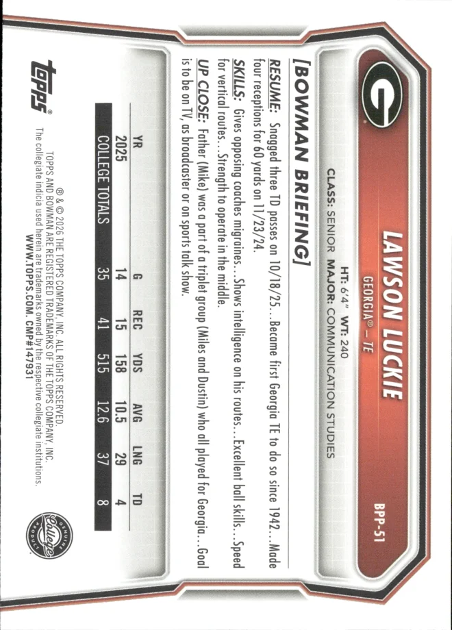 Lawson Luckie card back