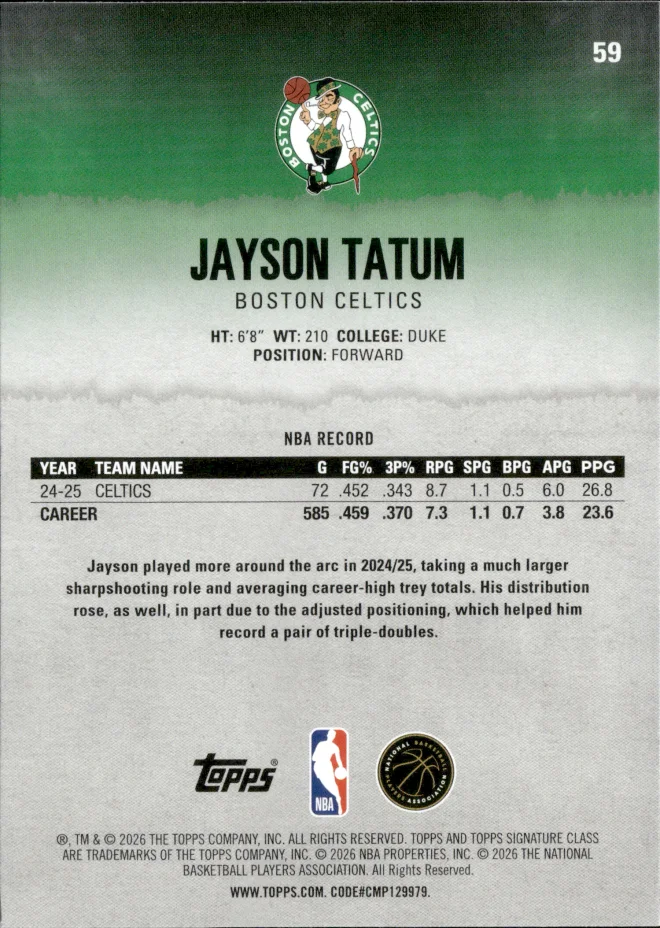 Jayson Tatum card back
