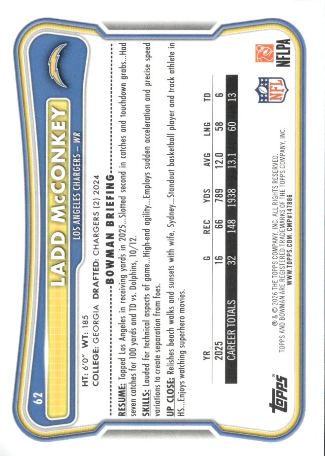 Ladd McConkey card back