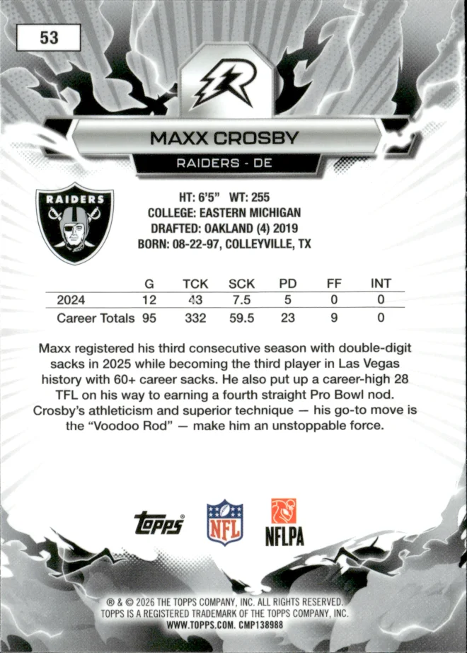 Maxx Crosby card back