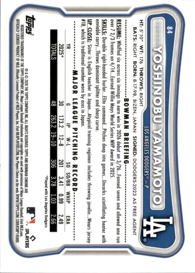 Yoshinobu Yamamoto card back