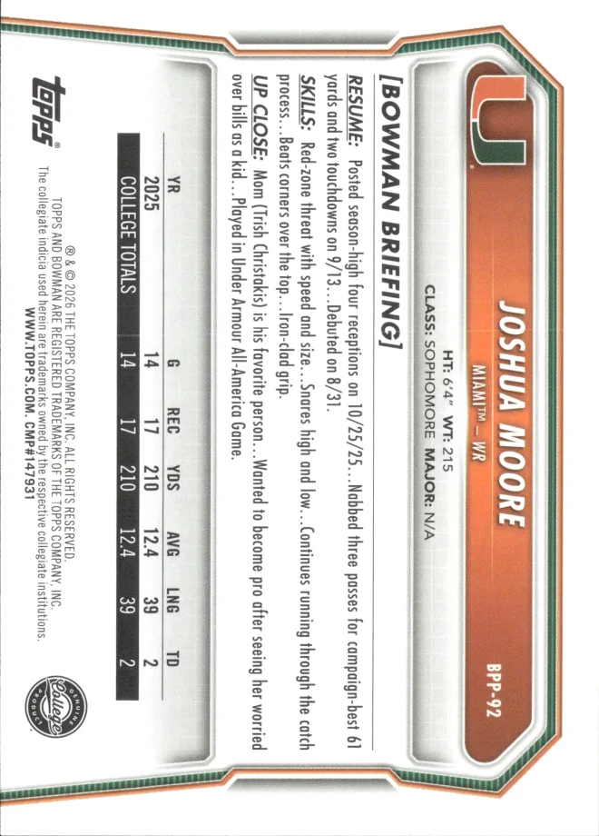 Joshua Moore card back