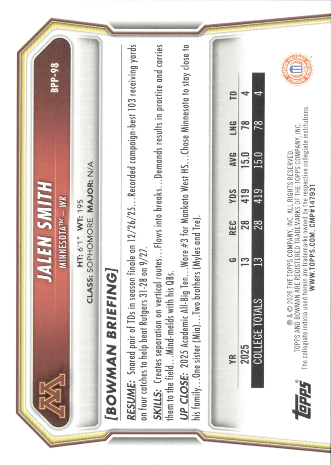 Jalen Smith card back