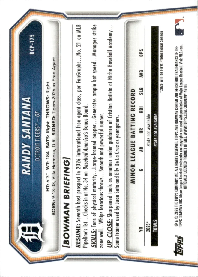Randy Santana card back