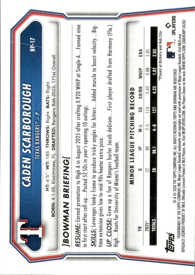 Caden Scarborough card back