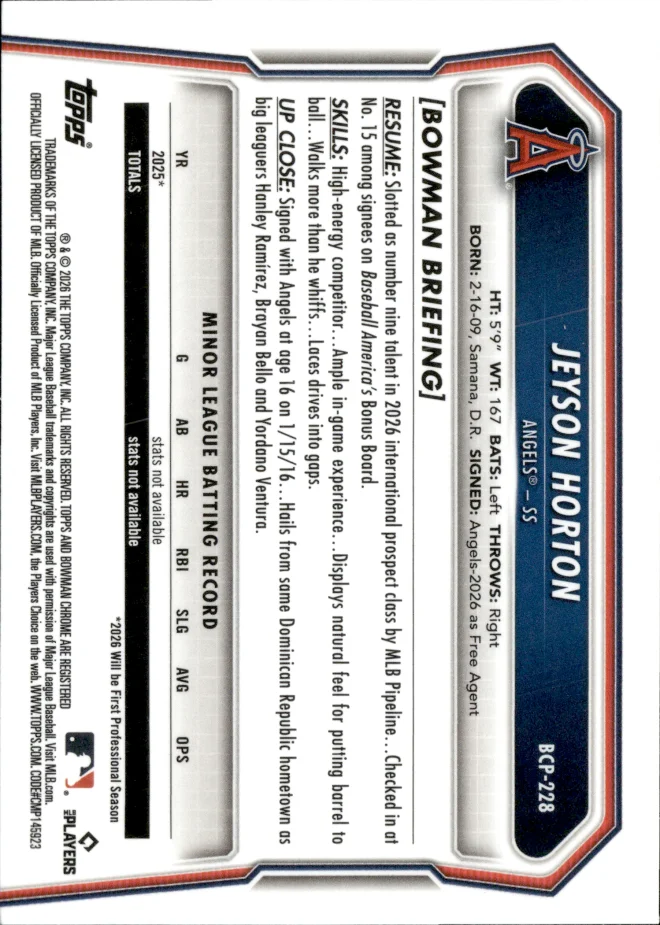 Jeyson Horton card back