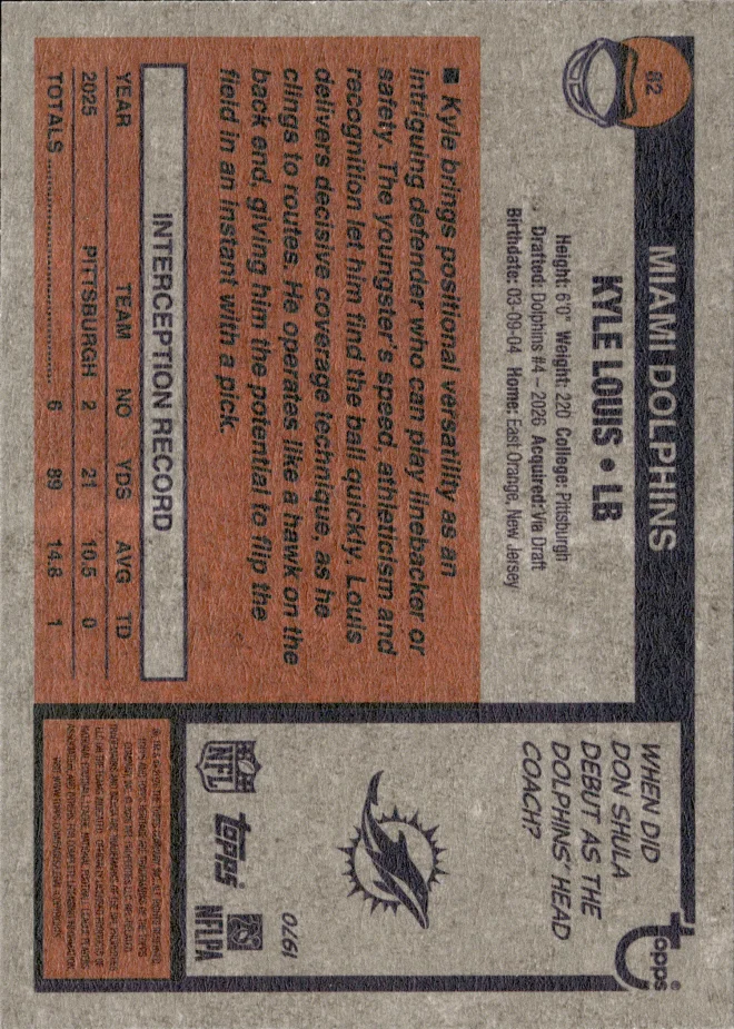 Kyle Louis card back