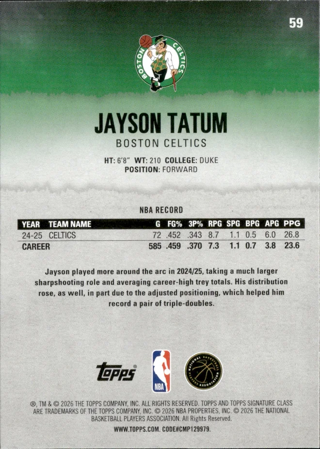 Jayson Tatum card back
